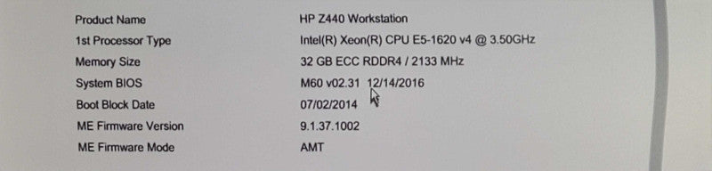 HP Z440 Workstation - Xeon E5-1620 v4 @ 3.5GHz, 32GB DDR4, HD8570, NO HDD