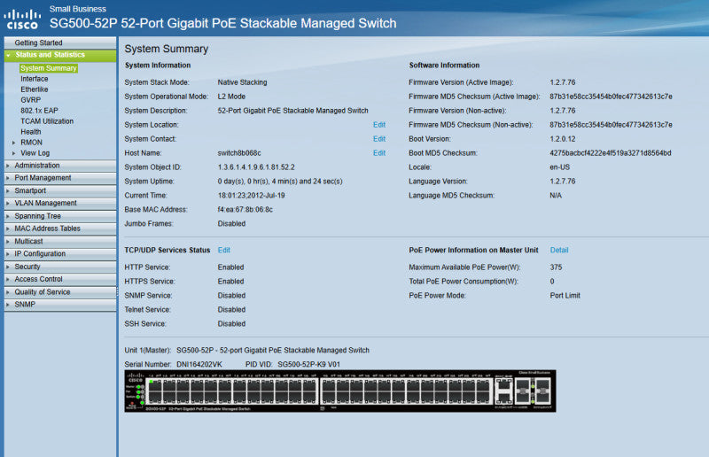 Cisco Small Business SG500-52P 52-Port Gigabit PoE Stackable Managed Switch %