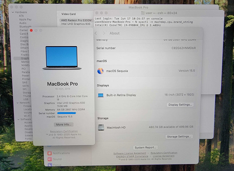 Apple MacBook Pro A2141 16" 2019 | 8-Core i9-9980HK @2.4GHz 64GB SSD 512GB SSD - READ