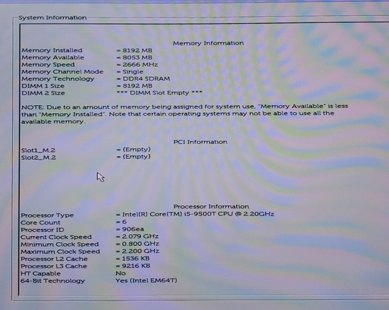 Dell OptiPlex 7070 Micro Intel i5-9500T@2.20GHz 8GB RAM NO-HDD/SSD TESTED Q