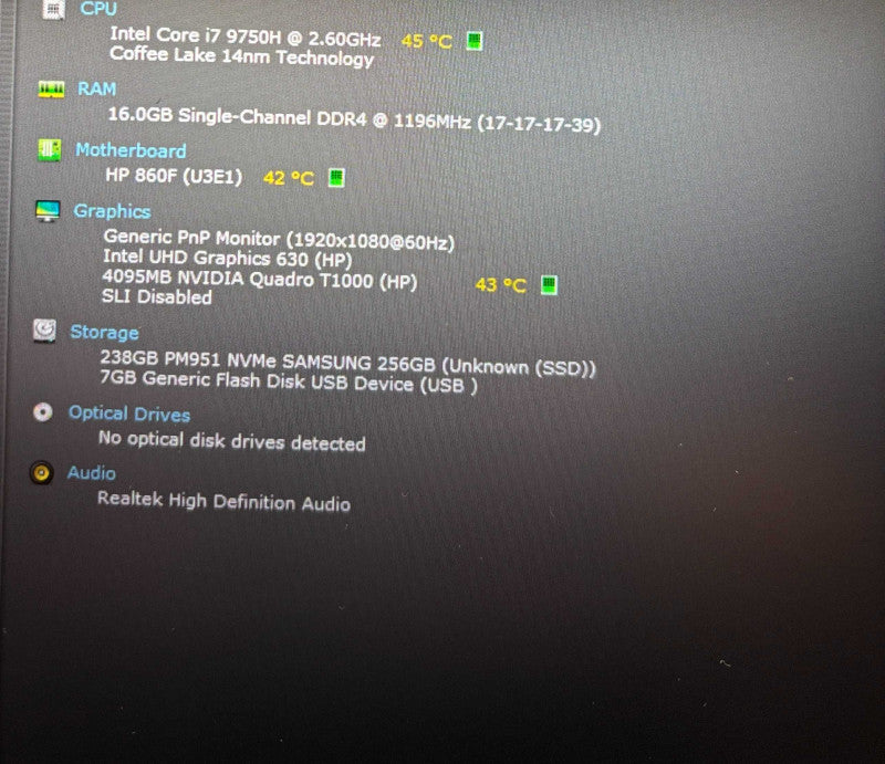 HP ZBook 15 G6 i7-9750H QUADRO T1000 4GB GPU 16GB RAM 256GB SSD READ  Lap200