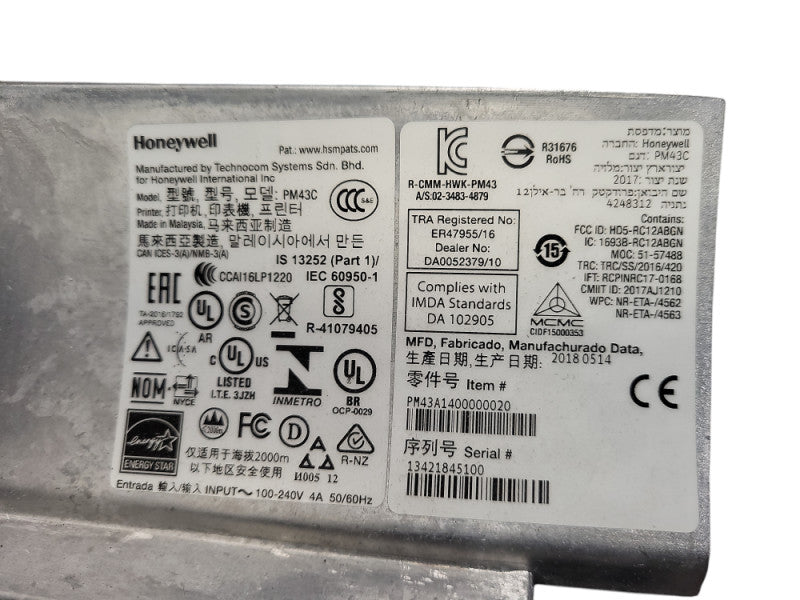 Honeywell Intermec PM43 Thermal Label Industrial Printer PM43A1400000020 $