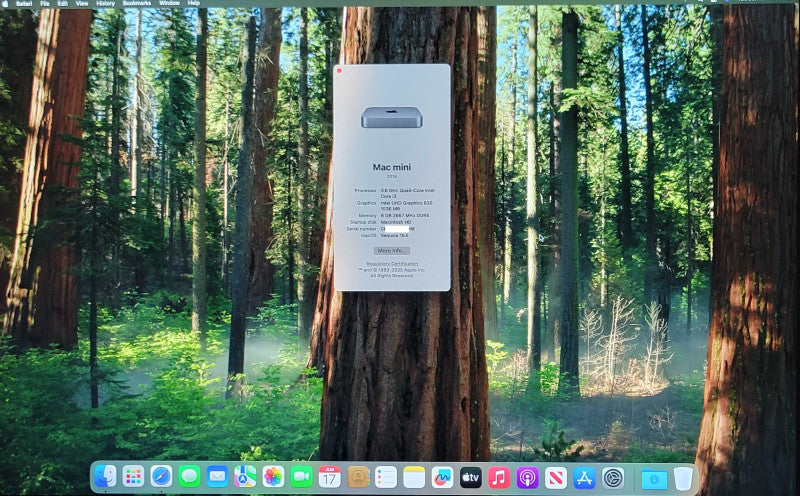 Mac Mini 2018, Core i3-8100B 3.6GHz 8GB RAM 256GB SSD macOS Sequoia _