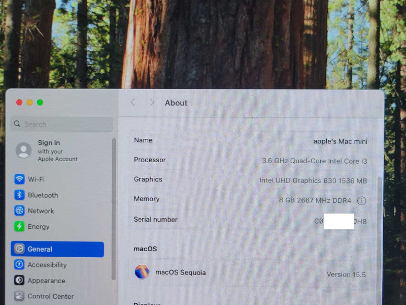 Mac Mini 2018, Core i3-8100B 3.6GHz 8GB RAM 256GB SSD macOS Sequoia _