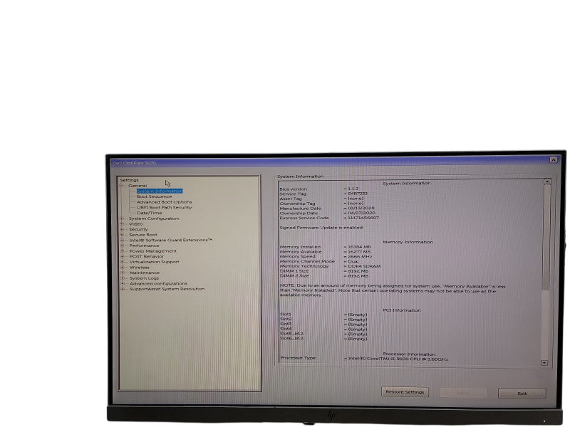 Dell OptiPlex 3070 MT i3 - 9100 @ 3.60GHz 16GB DDR4 Ram Qθ