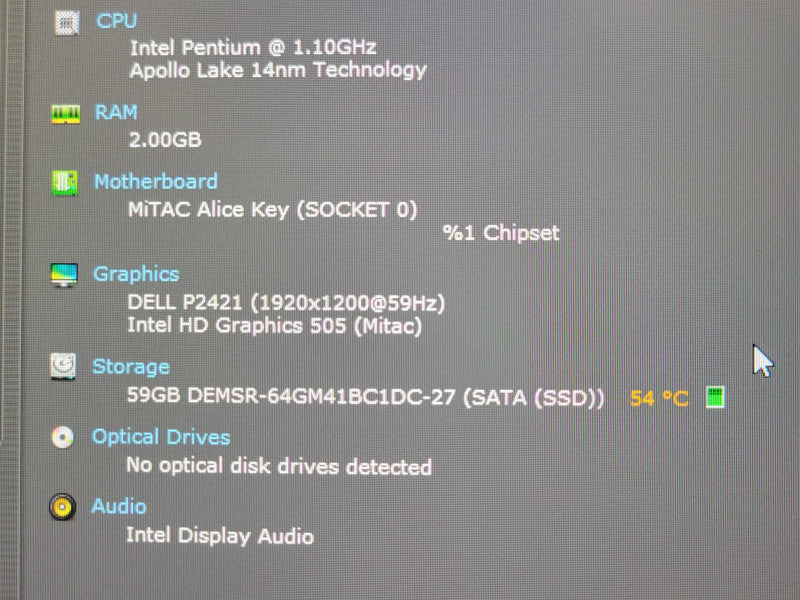 Logic ML350G-10 fanless industrial PC, Pentium N4200 1.10GHz, 2GB RAM, 60GB _