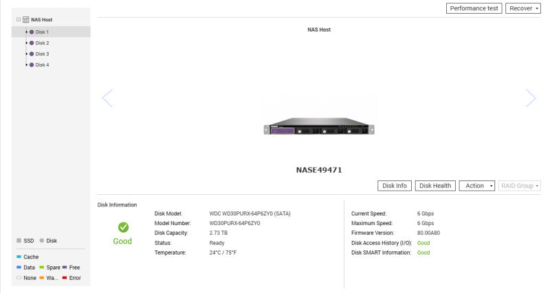 QNAP TS-469U-RP 1U 4 Bay NAS Intel D2701 2.13GHz, 4x 3TB HDDs, 2x PSU