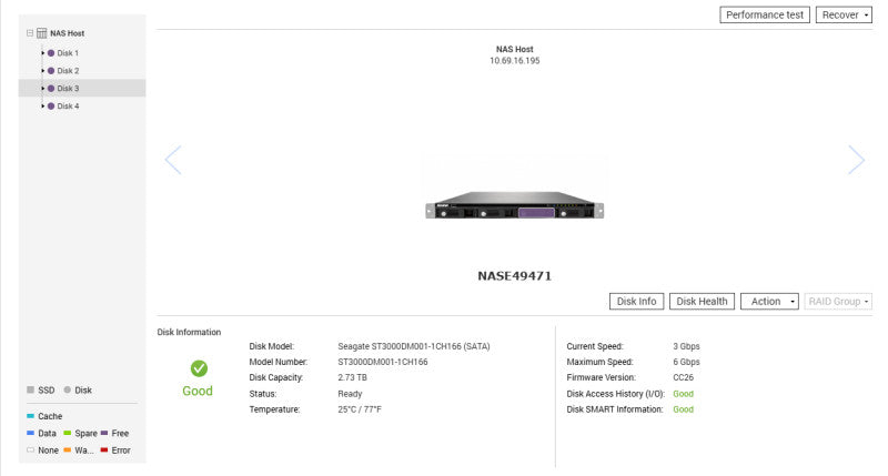 QNAP TS-469U-RP 1U 4 Bay NAS Intel D2701 2.13GHz, 4x 3TB HDDs, 2x PSU