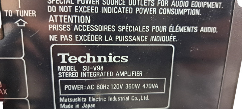 Vintage Technics SU-V98 Stereo Integrated Amplifier