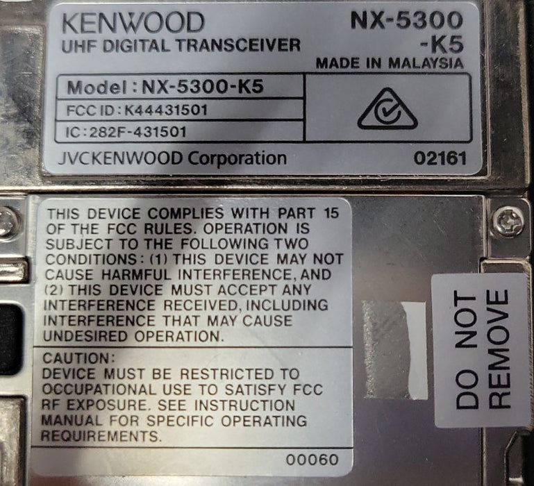 Kenwood NX-5300-K5 UHF Digital Transceiver Radio, READ _
