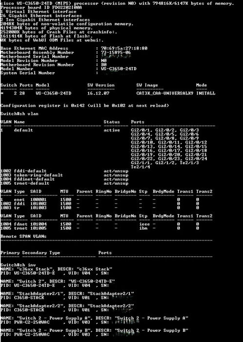 Cisco Catalyst WS-C3650-24TD-E  V04 2x10G Uplink Ports Switch
