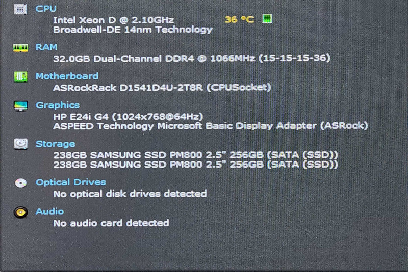 Datto S3P4000 1U 4x3.5", Xeon D-1541 2.10GHz, 32GB DDR4, 2x 256GB SSD