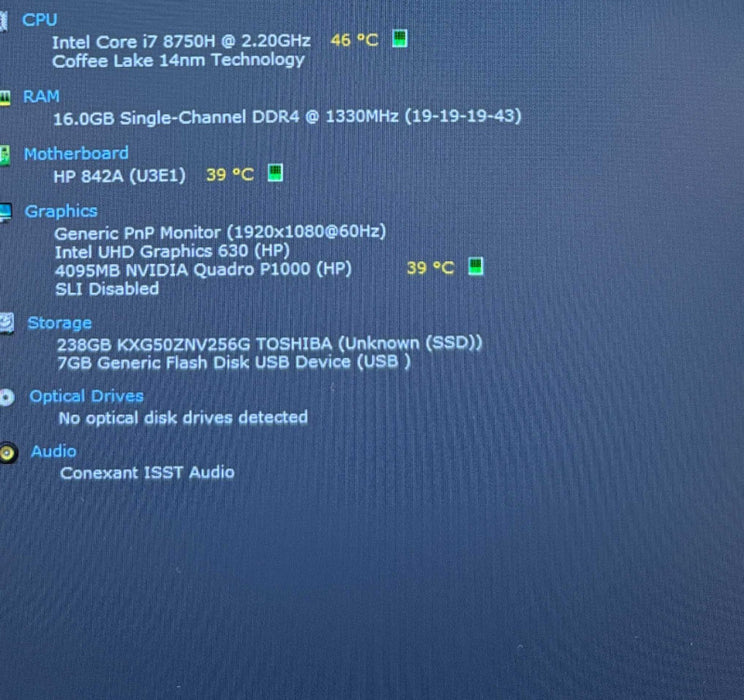 HP ZBook 15 G5 i7-8750H@2.2GHz QUADRO P1000 4GB GPU 16GB RAM 256GB SSD  Lap200