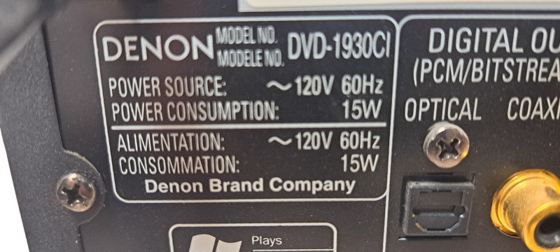 Denon DVD-1930CI DVD Audio-Video Player