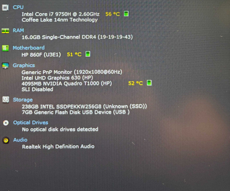 HP ZBook 15 G6 i7-9750H@2.6GHz QUADRO T1000 4GB GPU 16GB RAM 256GB SSD READ  Lap200