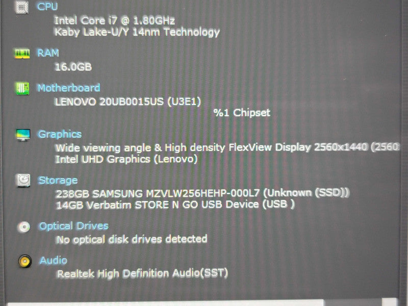 Lenovo ThinkPad X1 Yoga i7-10610U 16GB RAM 256GB SSD  β Lap200