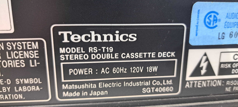 Technics RS-T19 Stereo Double Cassette Deck