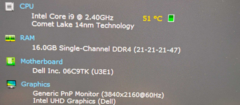 Dell Precision 7750 4K i9-10885H RTX5000 16GB GPU 16GB RAM 256GB SSD READ!  Lap200