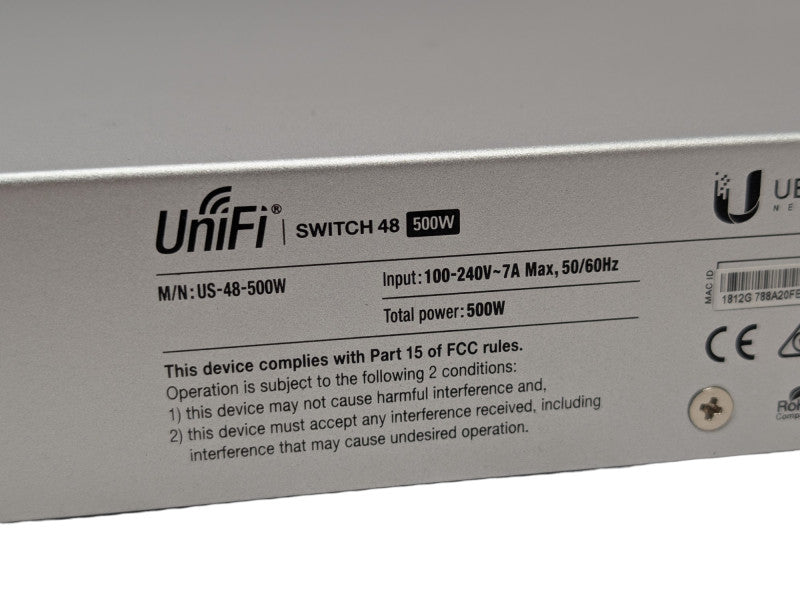 Ubiquiti UniFi US-48-500W 48-Port Gigabit PoE+ Switch with 2 SFP+ -