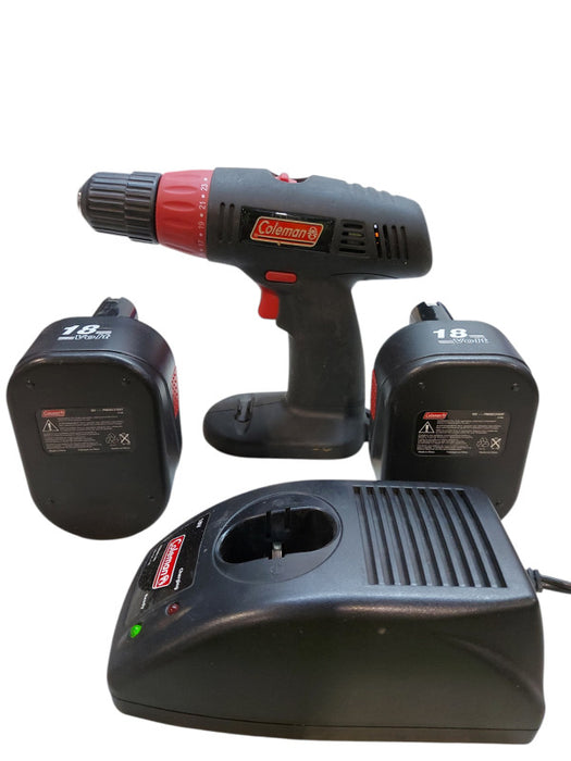Coleman 3/8" Cordless 18v Drill PMD8133XL W/charger 2 Batteries Case