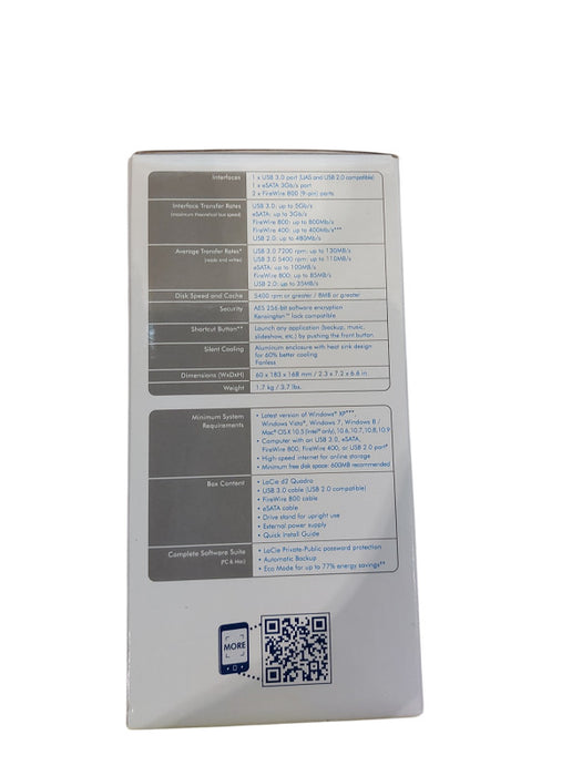 LACIE D2 USB3 3TB External Hard Drive eSATA USB 3