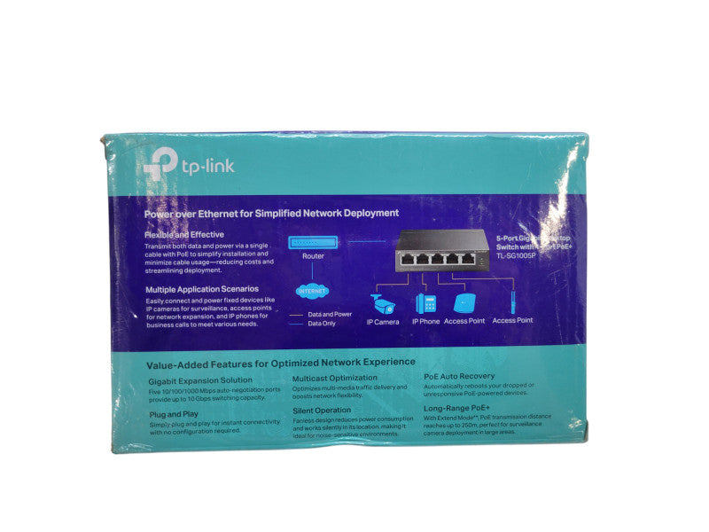 TP-LINK TL-SG1005P 5-PORT GIGABIT DESKTOP PoE+ SWITCH 65w %