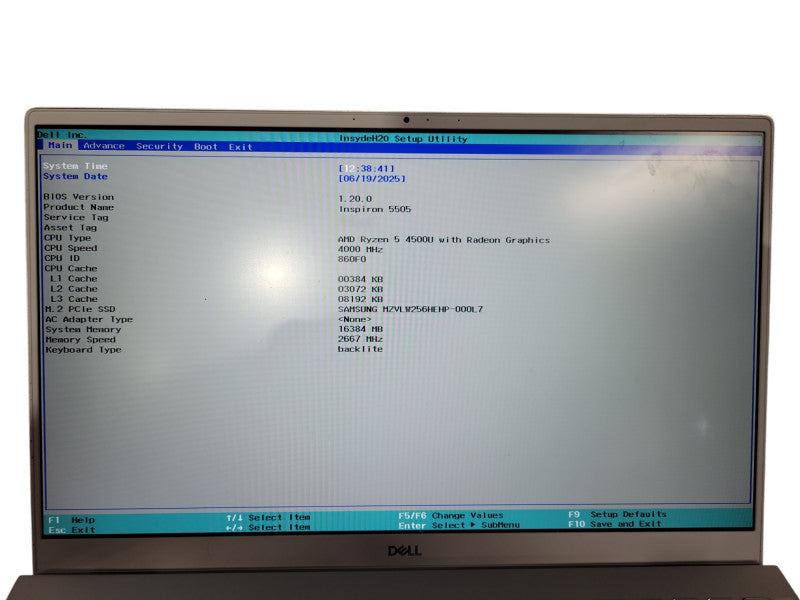 Dell Inspiron 5505 AMD Ryzen 5 4500U 4.0Ghz 16GB Ram 256GB NVMe READ ! Lap200