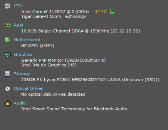 HP ProBook 450 G8, i5-1135G7 2.4GHz, 16GB DDR4, 256GB NVMe, No PWR  Lap200