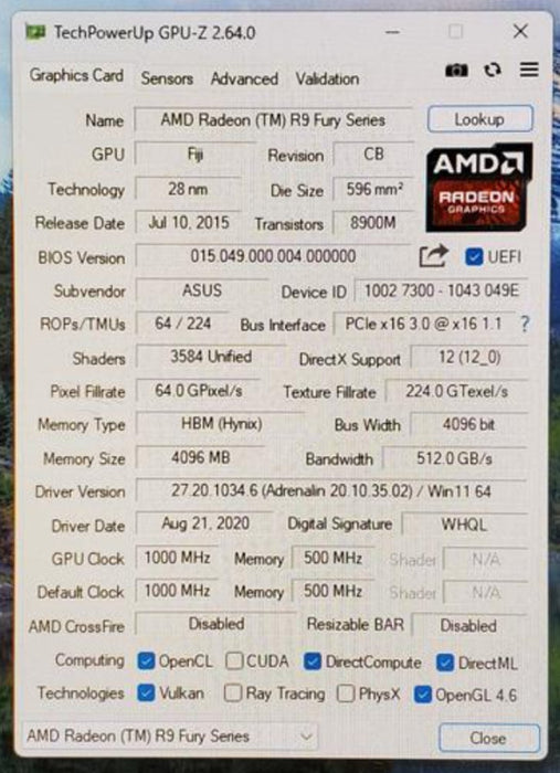 ASUS STRIX AMD RADEON R9 FURY 4GB PCIE  %