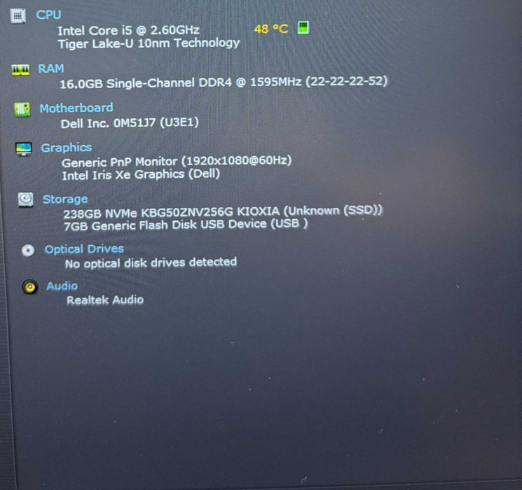 Dell Latitude 5420 Core i5-1145G7@2.6GHz 16GB RAM 256GB SSD READ  Lap200