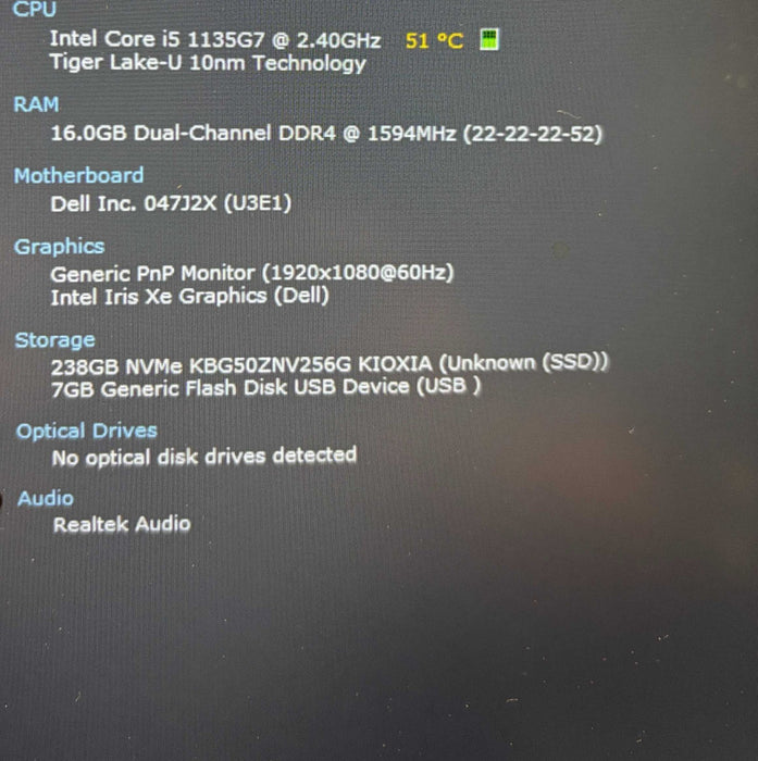 Dell Latitude 5420Core i5-1135G7@2.4GHz 16GB RAM 256GB SSD  Lap200