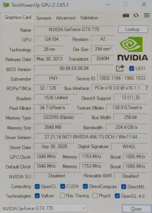 PNY Nvidia GeForce GTX 770 2GB DDR5 Graphics Card | GMGTX77N3H2FJ Q
