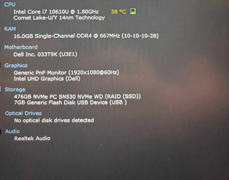 Dell Latitude 5410 Core i7-10610U@1.8GHz 16GB RAM 512GB SSD READ