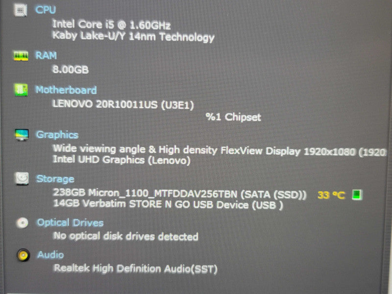 Lenovo X1 Carbon  i5-10210U 8GB RAM 256GB SSD  β Lap200