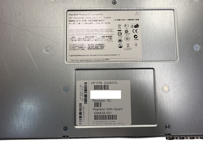 HP SN3000B 16GB FC Switch 24/12 FC QW937A 2x PSU READ $