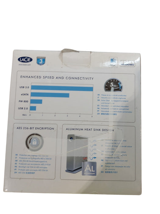 LACIE D2 QUADRA V3C 2TB EXTERNAL HDD ESATA USB 3.0