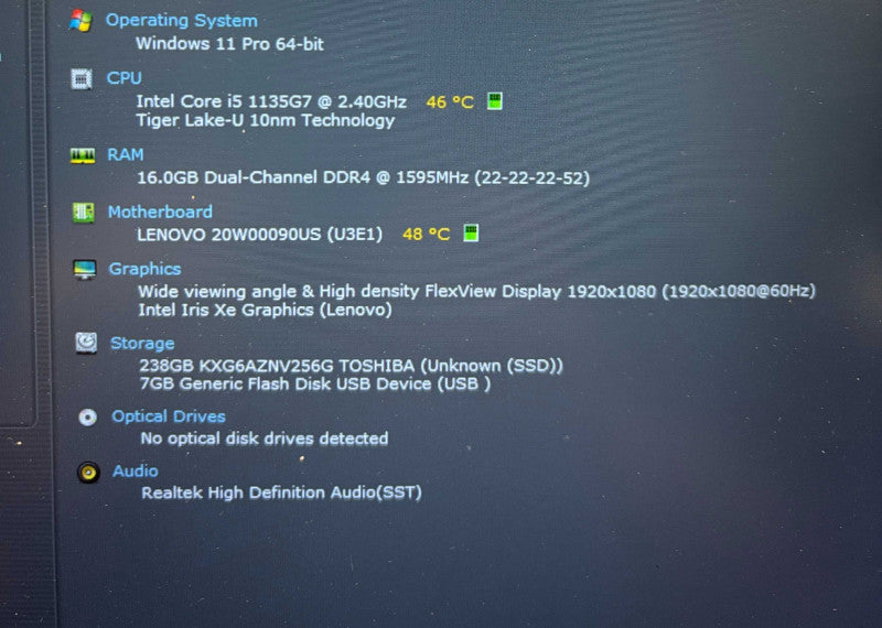 Lenovo ThinkPad T14 Core i5-1135G7@2.4GHz 16GB RAM 256GB SSD  Lap200
