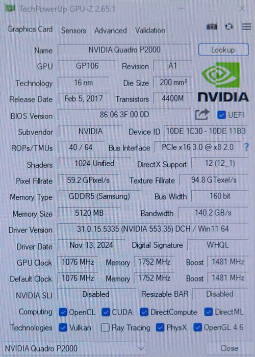 NVIDIA Quadro P2000 5GB GDDR5 Video Graphic Cards  _