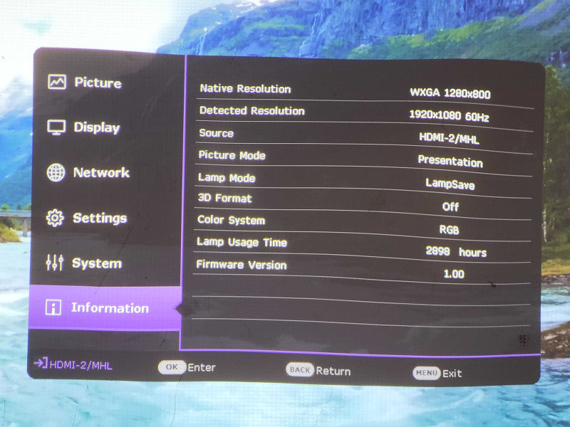 BENQ MW826ST HDMI DLP PROJECTOR 3400 LUMENS 16:10 SHORT THROW $