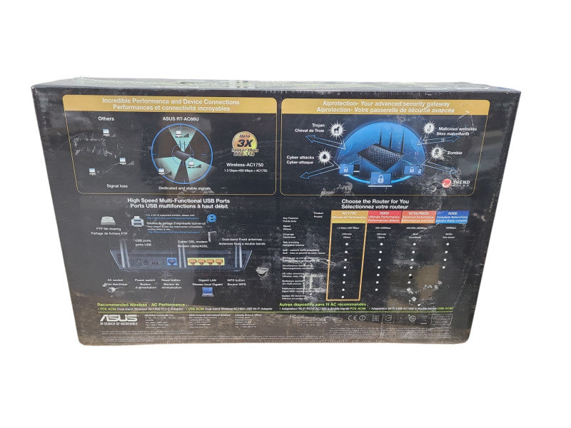 ASUS RT-AC66U 802.11ac Dual-Band Gigabit Router Wireless-AC1750 Q