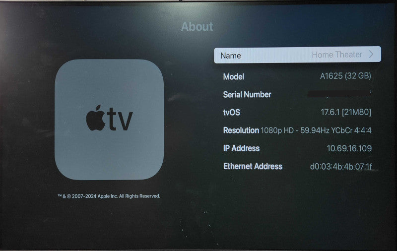Apple TV HD 4th Gen 32GB Digital HD Media Streamer A1625 w/ Remote