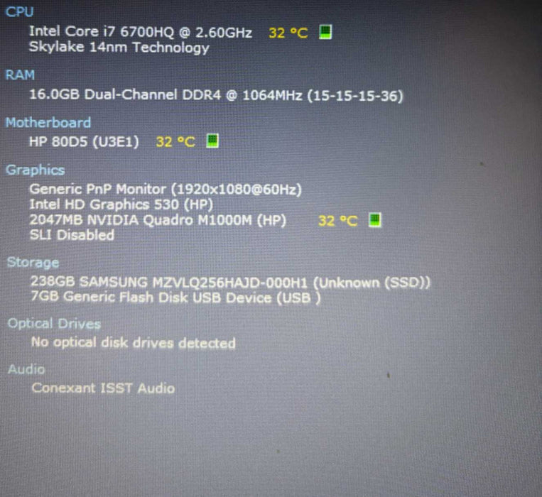 HP ZBook 15 G3 i7-6700HQ@2.6GHz QUADRO M1000M 2GB GPU 16GB RAM 256GB SSD  Lap200