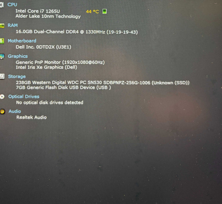 Dell Latitude 5530 Core i7-1265U@1.8GHz 16GB RAM 256GB SSD  Lap200