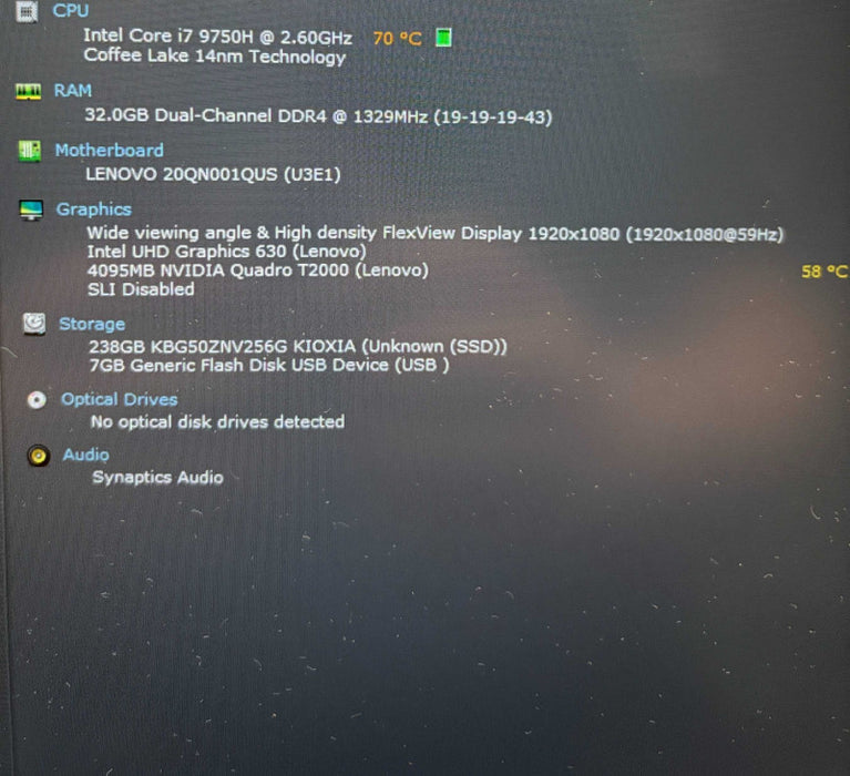 Lenovo ThinkPad P53 i7-9750H QUADRO T2000 4GB GPU 32GB RAM 256GB SSD READ  Lap200