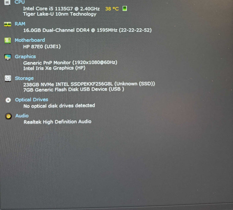 HP ProBook 440 G8 Core i5-1135G7@2.4GHz 16GB RAM 256GB SSD  Lap200