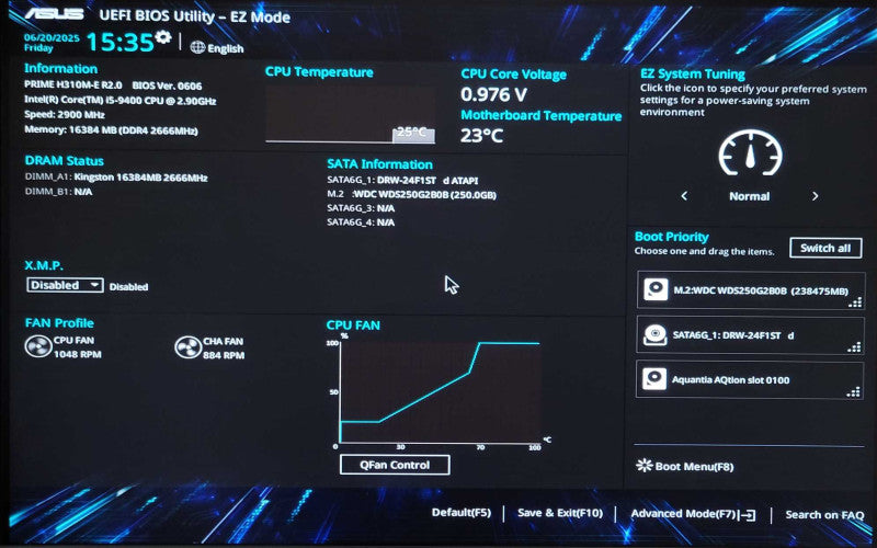 Custom/Asus PC, Core I5-9400 2.90GHz, 16GB DDR4, 250GB M.2, Antec VP500 Plu _