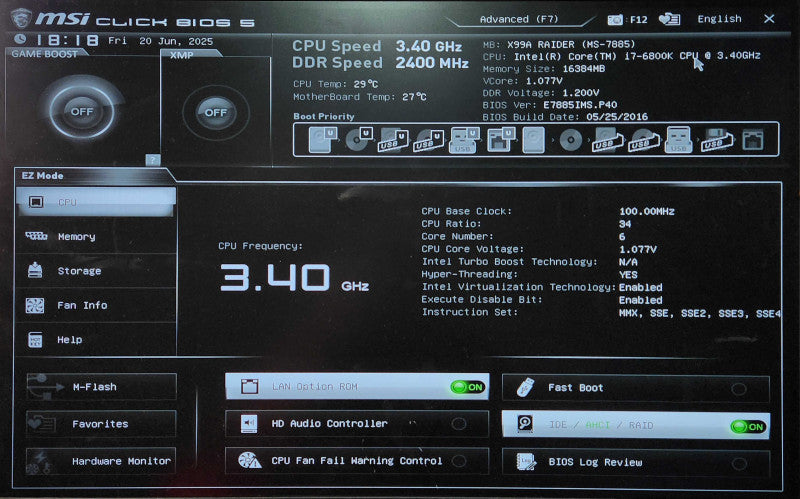 Custom PC, MSI X99A RAIDER, i7-6800K, 16GB DDR4, 2TB SSD & 2TB HDD, R9 200