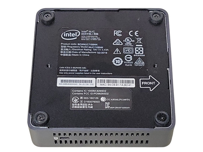 Intel NUC Mini PC (BOXNUC7i5BNK) Core i5-7260U 2.20GHz, 8GB RAM, 250GB SSD _