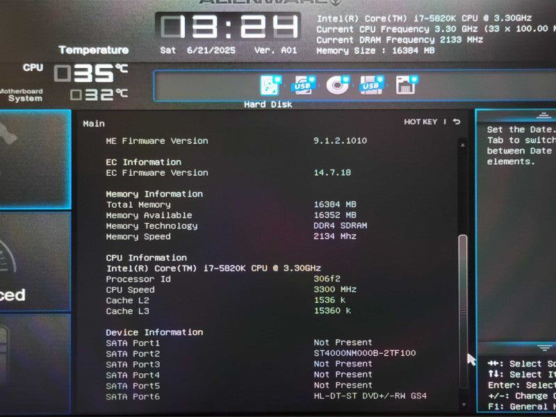 Alienware Area-51 R2, i7-5820K, 16GB RAM, 4TB HDD, GTX980, 850W PSU _