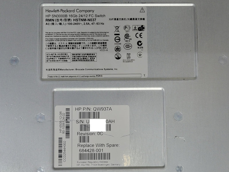 HP SN3000B 16Gb 24/12 FC Switch QW937A 12-Ports active with 12x SFPs _